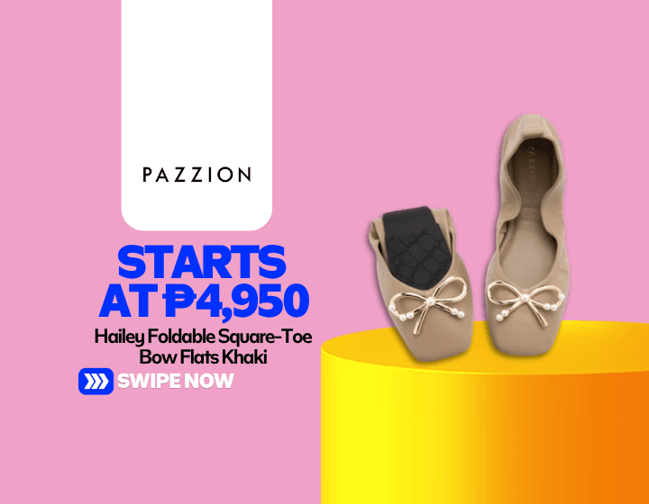 Hailey Foldable Square-Toe Bow Flats Khaki Starting At P4,950