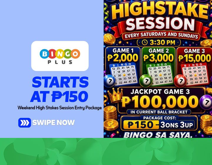 Weekend High Stakes Session Entry Package starts at P150